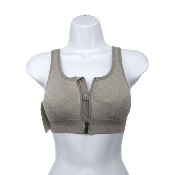 All in Motion Womens Sports Bra Seamless Front Zip Medium Support Gray Sz XS NEW - Picture 4 of 10